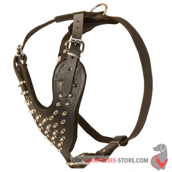 Spiked Leather Dog Harness for All Breeds