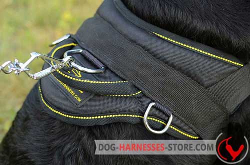 Nylon Dog Harness Back Plate Wide with 3 Rings