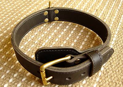 Two ply leather agitation dog collar-C33NH