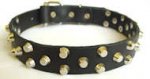 Best Collar-Small pyramids/studs 3 rows leather dog collar - c37