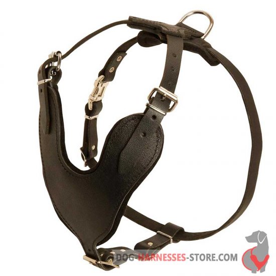 Padded Dog Pulling Harness - Leather Dog Harness H8