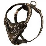 Hand Painted Dog Harness - Barbed Wire Leather Dog Harness