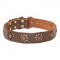 Floral Leather Dog Collar with Brass Studs