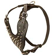 Spiked Leather Dog Harness for All Breeds