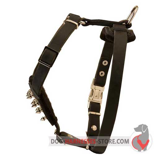 Soft felt     padded leather dog harness 