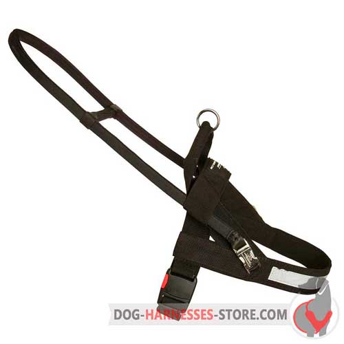 Guide Nylon Dog Harness with Long Metal Handle and Additional Handle