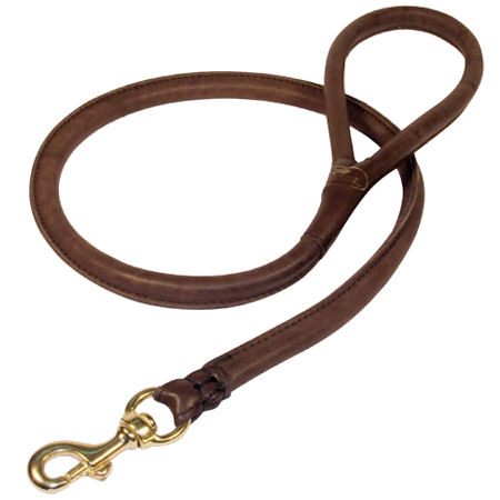 Natural Rolled Leather Dog Leash 3/4 inch for all breeds