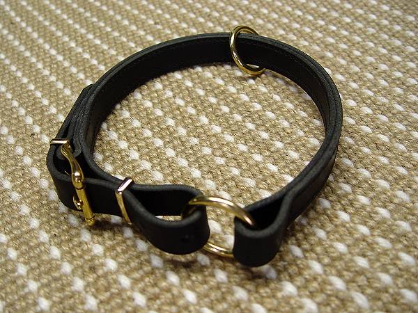 Adjustable Leather Slip Collar w/h solid BRASS Hardware DOG