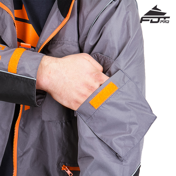 Grey Color FDT Pro Design Dog Trainer Jacket with Handy Sleeve Pocket